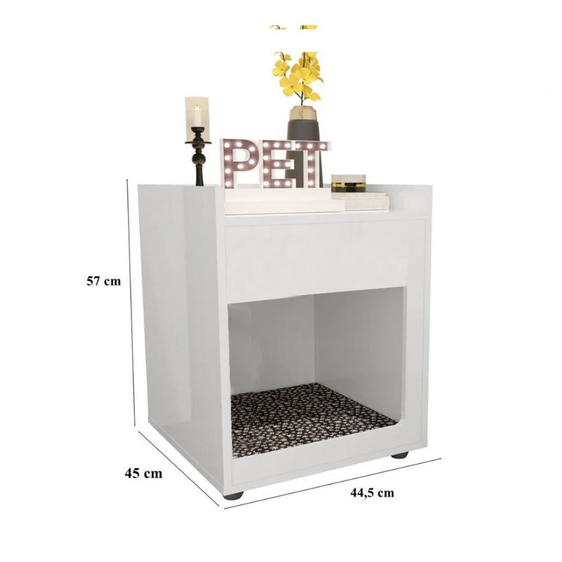 Mesa De Cabeceira Com Cama Pet MDF Preto