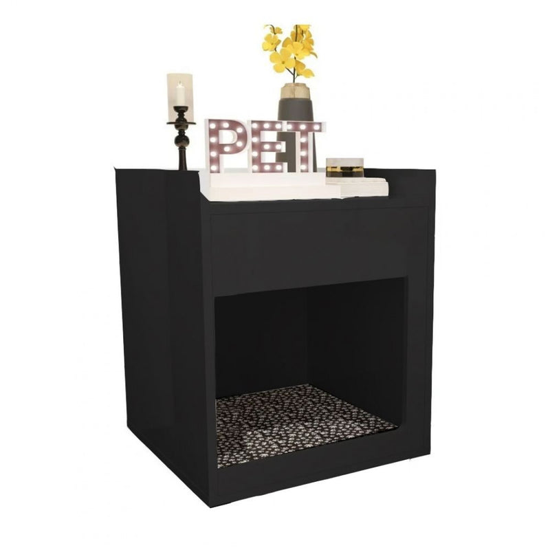 Mesa De Cabeceira Com Cama Pet MDF Preto