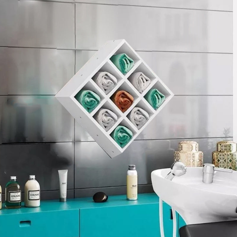 Porta Toalhas 9 Lugares  Guarda Tolhas Em Mdf Branco