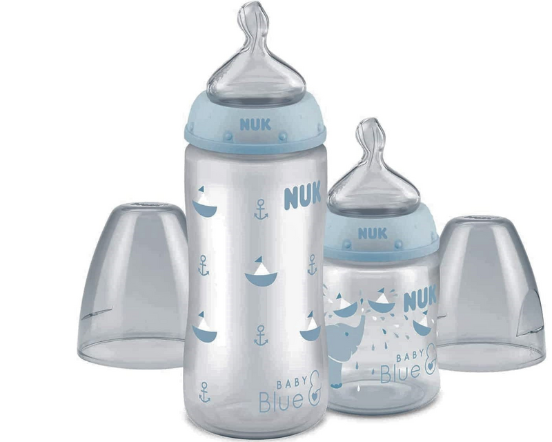 Kit Mamadeira Nuk Para Bebê 0 a +6 Meses 150 E 300ml - Azul