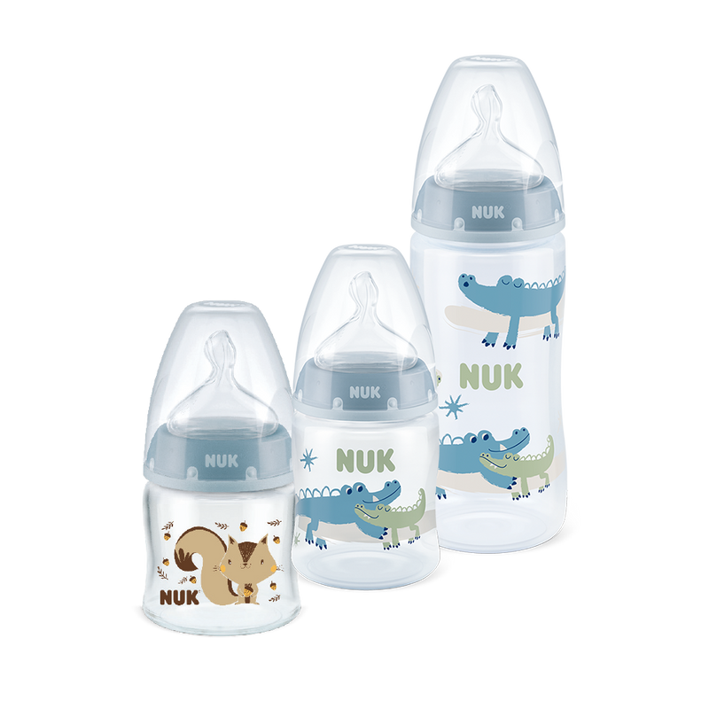 Kit 3 Mamadeira Nuk Com Controle de Temperatura 0 a +6M Jacaré Azul