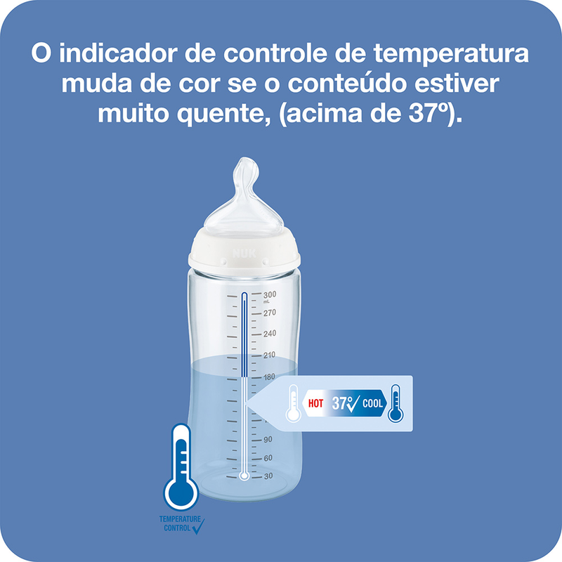 Kit 3 Mamadeira Nuk Com Controle de Temperatura 0 a +6M Jacaré Azul