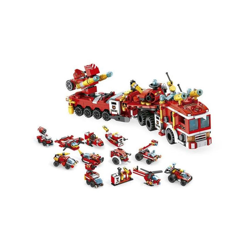 Blocos de Montar Cubic City Modelo Bombeiro 12 em 1 com 572 Peças Multikids - BR1094