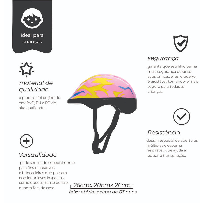Capacete Rosa Chamas Zippy Toys