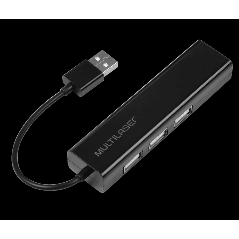 Conversor Ac. Hub USB 2.0 3 Portas + Rj45 Fêmea Preto Multilaser - AC304