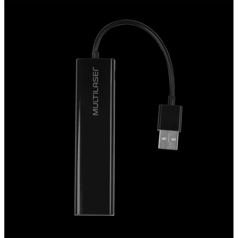 Conversor Ac. Hub USB 2.0 3 Portas + Rj45 Fêmea Preto Multilaser - AC304