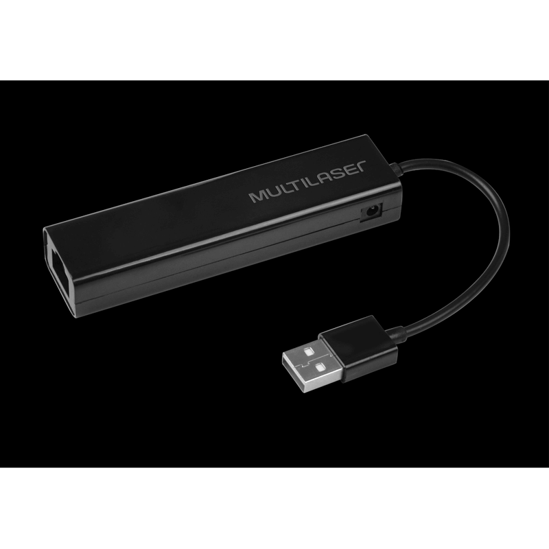 Conversor Ac. Hub USB 2.0 3 Portas + Rj45 Fêmea Preto Multilaser - AC304