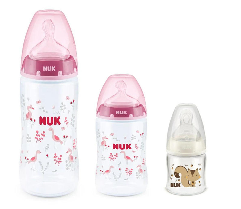 Kit 3 Mamadeira Nuk Controle de Temperatura 0 a +6M Flamingo Rosa