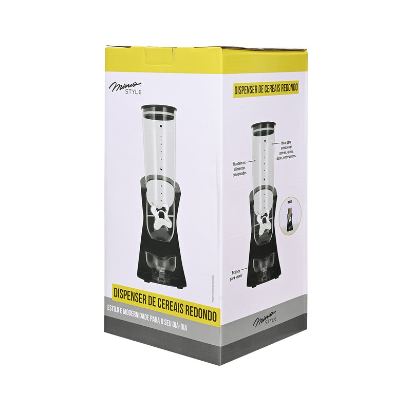 Dispenser de Cereais Redondo Base Preta 1,5L Mimo Style