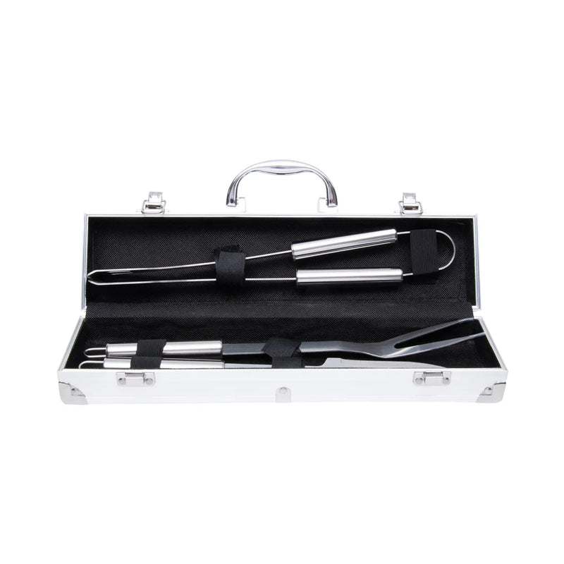 Jogo para Churrasco 3 Peças Aço Inox com Maleta Mimo Style