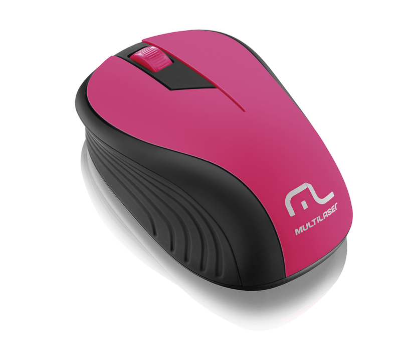 Multilaser Mouse sem Fio 2.4GHz 1200dpi MO214 Preto/Rosa