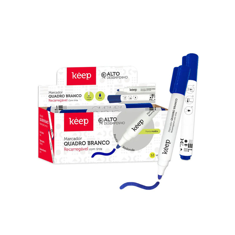 Pincel Marcador de Quadro Branco Recarregável Caixa c/ 12un - Keep