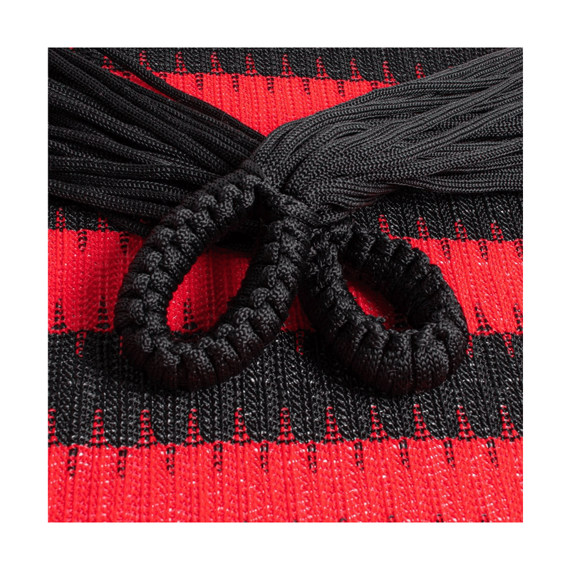 Rede De Descanso No Estilo Amazonas de Nylon Na Cor Vermelho Com Preto