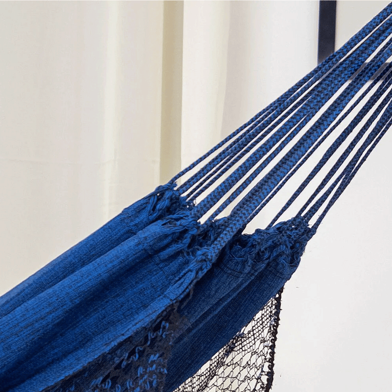 Rede de Descanso No Estilo Jeans Na Cor Azul Com Preto