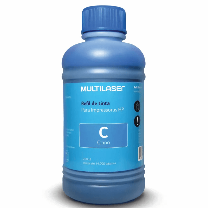 Refil de tinta para impressoras HP 205ml Ciano Multilaser - RF010